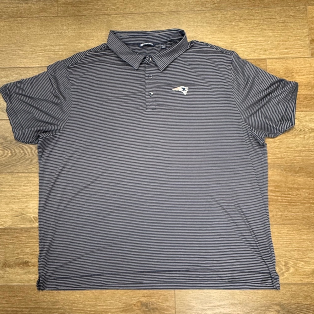 Men's Cutter and Buck New England Patriots Striped Polo Navy/White 3XB Football